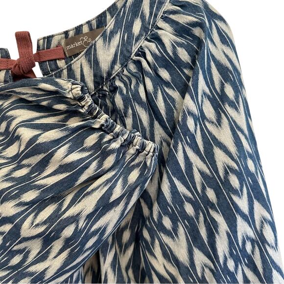 Stitch Fix x Market & Spruce Tie Back Bow Blue Geometric Blouse Size XXL - Picture 4 of 7